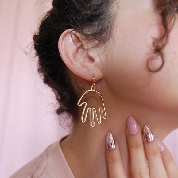 Urban Outfitters Jewelry - Abstract Hand Gold Metal Dangle Earrings